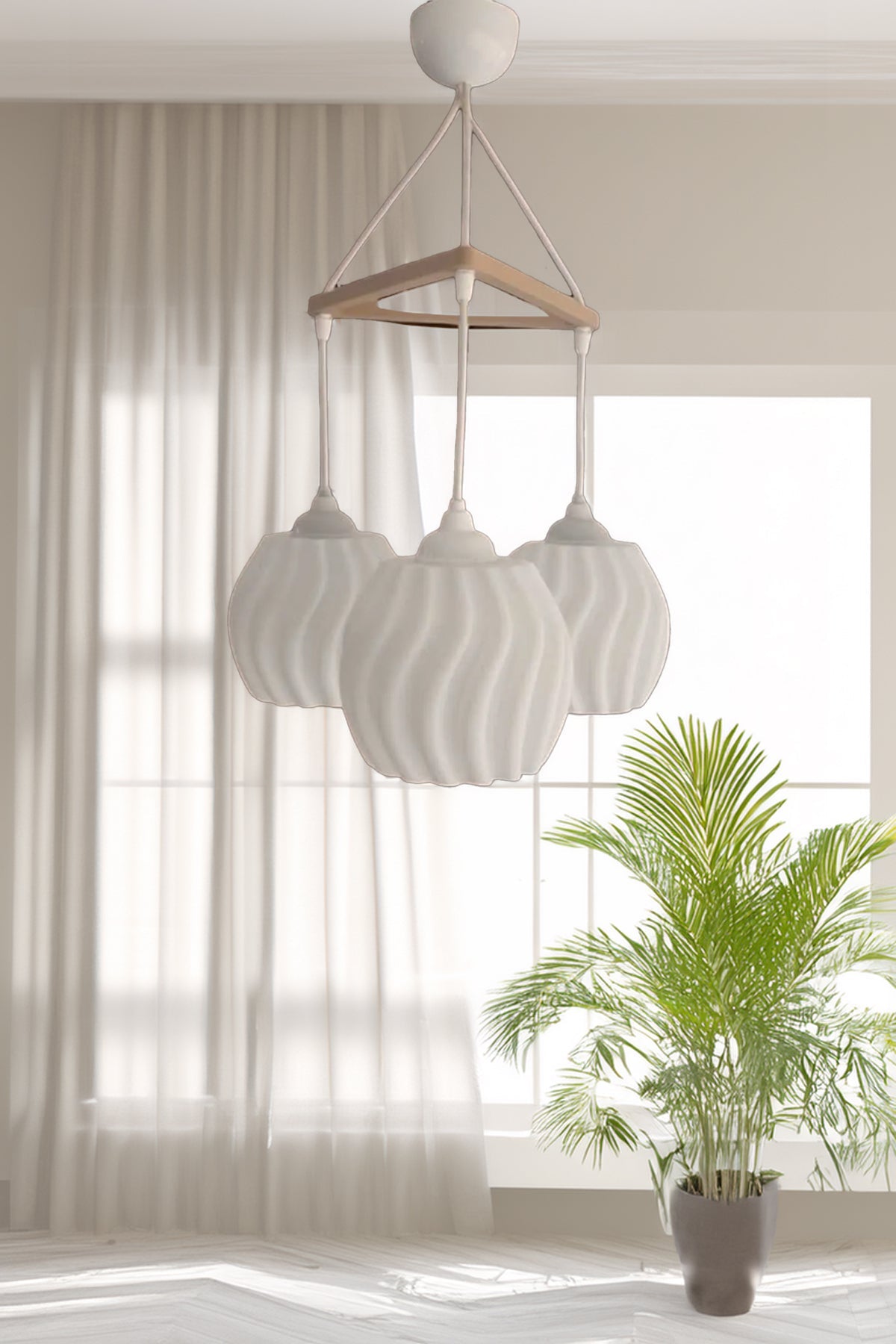 3D Bohem Üçlü Sarkıt Avize Bubble Serisi 23 × 27 cm