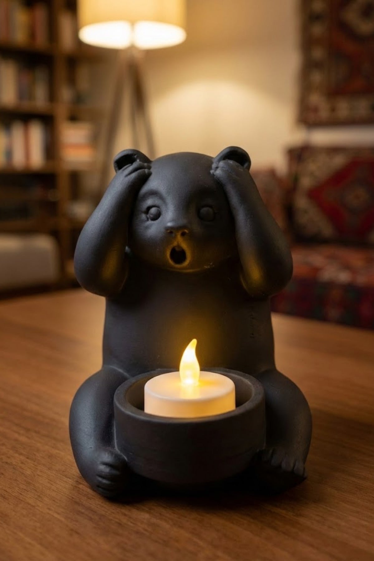 Ayıcık Panda Figürlü Dekoratif Tealight Mumluk
