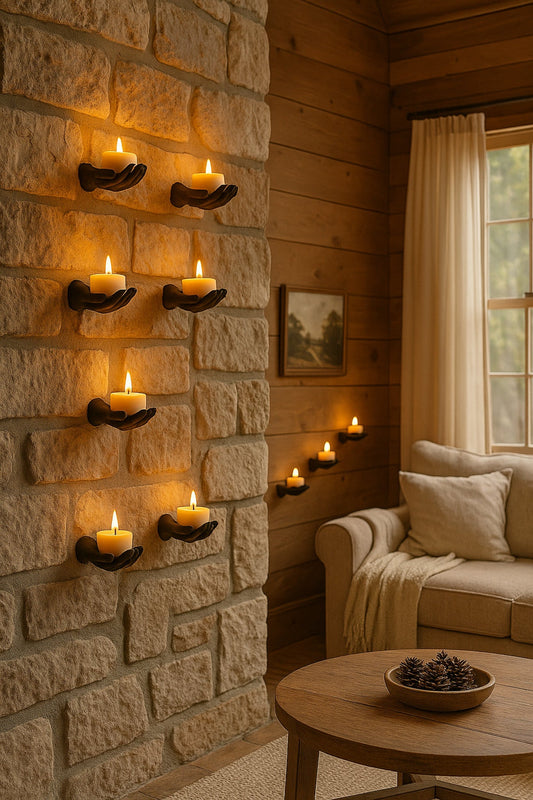 5 Parça El Figürlü Dekoratif Tealight Mumluk Seti