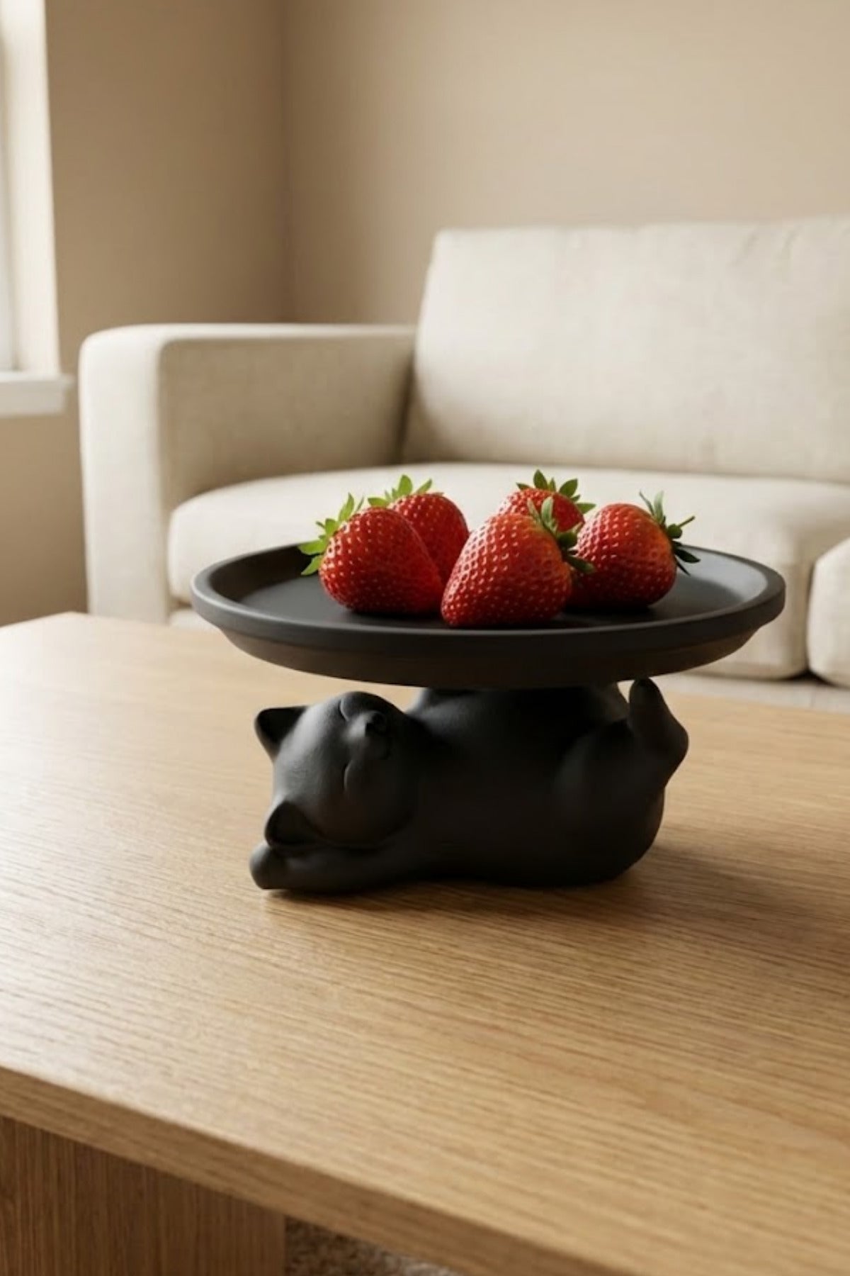 3D Siyah Kedi Figürlü Dekoratif Sunum Standı 17 cm
