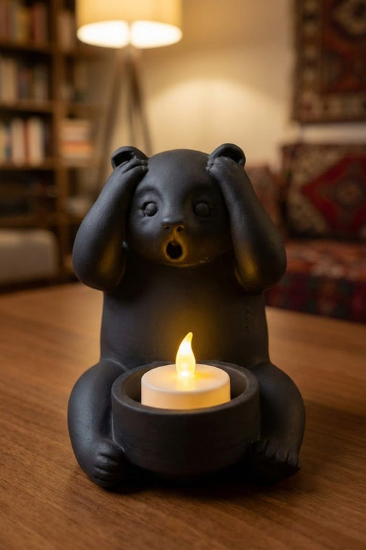 Ayıcık Panda Figürlü Dekoratif Tealight Mumluk